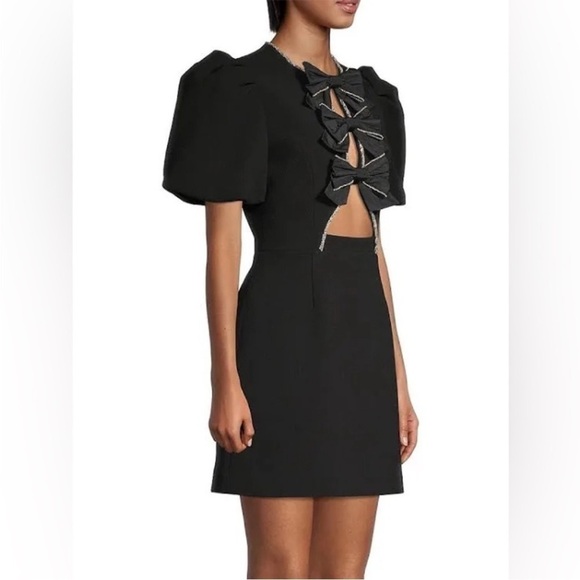 New Rebecca Vallance Katie Crystal Bow Mini Dress - Picture 5 of 12